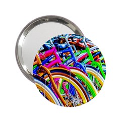 Colorful Bicycles In A Row 2 25  Handbag Mirrors by FunnyCow