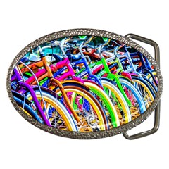 Colorful Bicycles In A Row Belt Buckles by FunnyCow