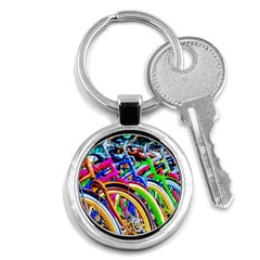 Colorful Bicycles In A Row Key Chains (round)  by FunnyCow