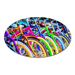 Colorful Bicycles In A Row Oval Magnet by FunnyCow