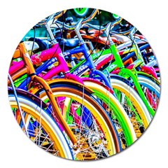 Colorful Bicycles In A Row Magnet 5  (round)