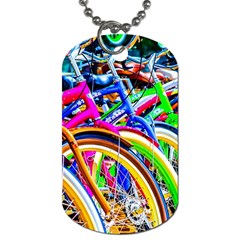 Colorful Bicycles In A Row Dog Tag (one Side) by FunnyCow