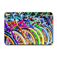 Colorful Bicycles In A Row Small Doormat  by FunnyCow