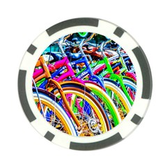 Colorful Bicycles In A Row Poker Chip Card Guard by FunnyCow