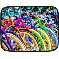 Colorful Bicycles In A Row Double Sided Fleece Blanket (mini)  by FunnyCow