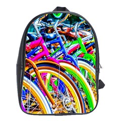 Colorful Bicycles In A Row School Bag (large) by FunnyCow