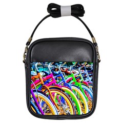 Colorful Bicycles In A Row Girls Sling Bags by FunnyCow