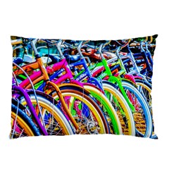 Colorful Bicycles In A Row Pillow Case (two Sides) by FunnyCow