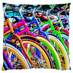 Colorful Bicycles In A Row Standard Flano Cushion Case (two Sides) by FunnyCow