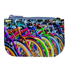 Colorful Bicycles In A Row Large Coin Purse by FunnyCow