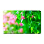 Green Birch Leaves, Pink Flowers Magnet (Rectangular) Front