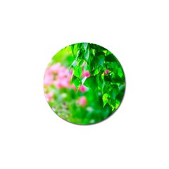 Green Birch Leaves, Pink Flowers Golf Ball Marker (10 Pack) by FunnyCow