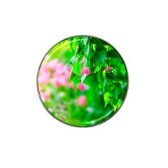 Green Birch Leaves, Pink Flowers Hat Clip Ball Marker (4 pack)