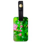 Green Birch Leaves, Pink Flowers Luggage Tags (One Side)  Front