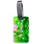 Green Birch Leaves, Pink Flowers Luggage Tags (Two Sides) Front