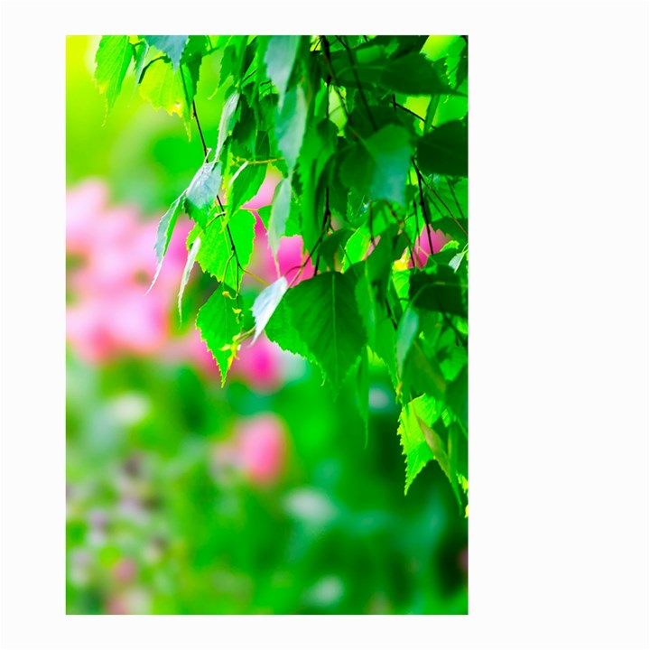 Green Birch Leaves, Pink Flowers Small Garden Flag (Two Sides)