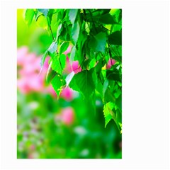 Green Birch Leaves, Pink Flowers Large Garden Flag (Two Sides)