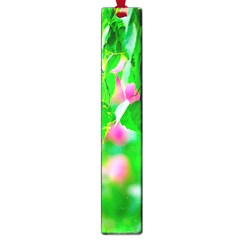 Green Birch Leaves, Pink Flowers Large Book Marks by FunnyCow