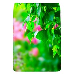 Green Birch Leaves, Pink Flowers Flap Covers (s)  by FunnyCow