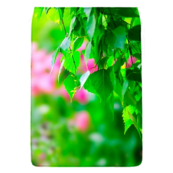 Green Birch Leaves, Pink Flowers Flap Covers (S) 