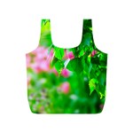 Green Birch Leaves, Pink Flowers Full Print Recycle Bags (S)  Front