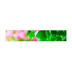 Green Birch Leaves, Pink Flowers Flano Scarf (mini) by FunnyCow