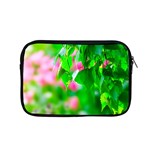 Green Birch Leaves, Pink Flowers Apple MacBook Pro 15  Zipper Case Front