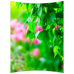 Green Birch Leaves, Pink Flowers Back Support Cushion