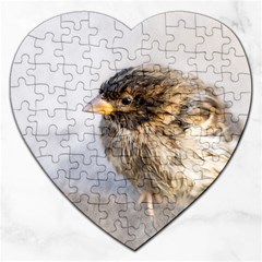 Funny Wet Sparrow Bird Jigsaw Puzzle (heart) by FunnyCow