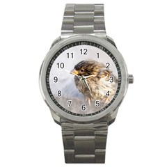 Funny Wet Sparrow Bird Sport Metal Watch by FunnyCow