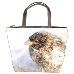 Funny Wet Sparrow Bird Bucket Bags by FunnyCow