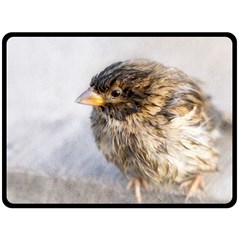 Funny Wet Sparrow Bird Fleece Blanket (large)  by FunnyCow