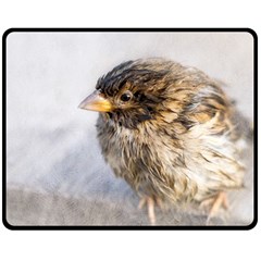 Funny Wet Sparrow Bird Fleece Blanket (medium)  by FunnyCow