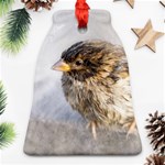 Funny Wet Sparrow Bird Bell Ornament (Two Sides) Front