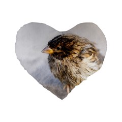 Funny Wet Sparrow Bird Standard 16  Premium Heart Shape Cushions by FunnyCow