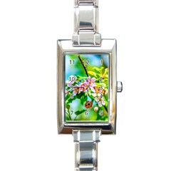 Crab Apple Flowers Rectangle Italian Charm Watch by FunnyCow