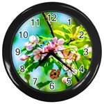 Crab Apple Flowers Wall Clock (Black) Front