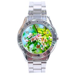 Crab Apple Flowers Stainless Steel Analogue Watch by FunnyCow