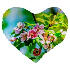 Crab Apple Flowers Large 19  Premium Heart Shape Cushions by FunnyCow