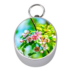 Crab Apple Flowers Mini Silver Compasses by FunnyCow