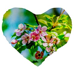 Crab Apple Flowers Large 19  Premium Flano Heart Shape Cushions by FunnyCow