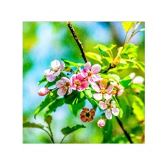 Crab Apple Flowers Small Satin Scarf (square) by FunnyCow