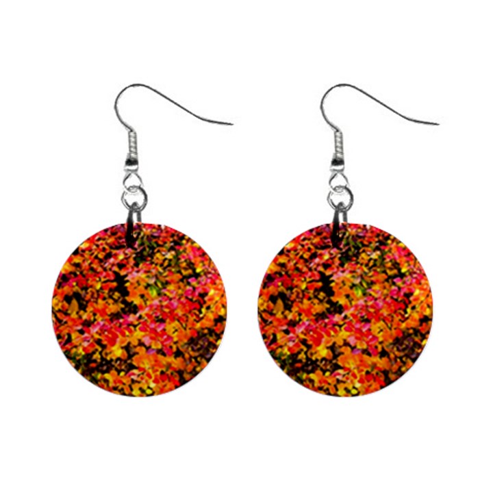 Orange, yellow cotoneaster leaves in autumn Mini Button Earrings