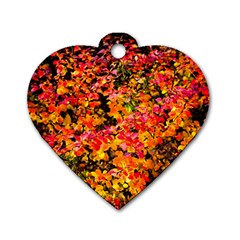 Orange, Yellow Cotoneaster Leaves In Autumn Dog Tag Heart (one Side) by FunnyCow