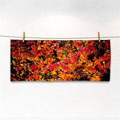 Orange, Yellow Cotoneaster Leaves In Autumn Hand Towel by FunnyCow