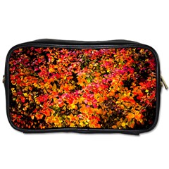 Orange, Yellow Cotoneaster Leaves In Autumn Toiletries Bags by FunnyCow