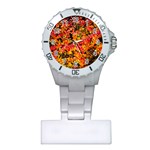 Orange, yellow cotoneaster leaves in autumn Plastic Nurses Watch Front