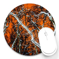 Red Night Of Winter Round Mousepads by FunnyCow