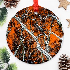 Red Night Of Winter Ornament (round) by FunnyCow