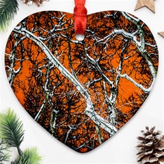 Red Night Of Winter Ornament (heart) by FunnyCow